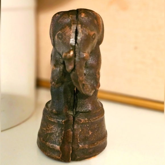 Farmhouse Antique Cast Iron Elephant on Bench Coin Bank - Picture 2 of 5